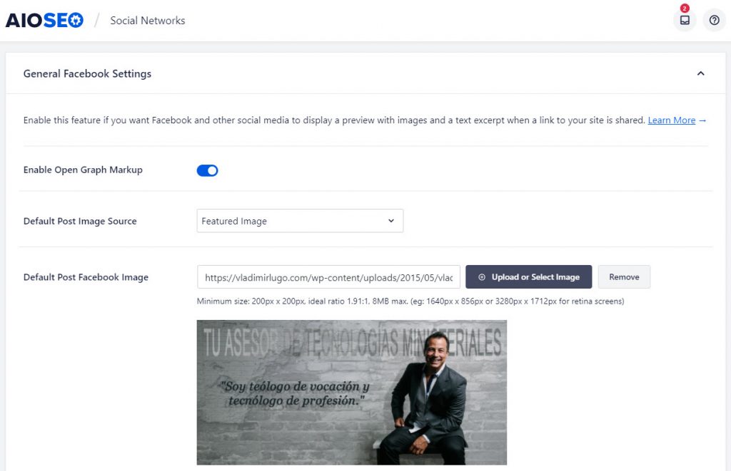 Vladimir Lugo: 6 integrations between your website and your social channels: Enable Open Graph in the All in One SEO plugin