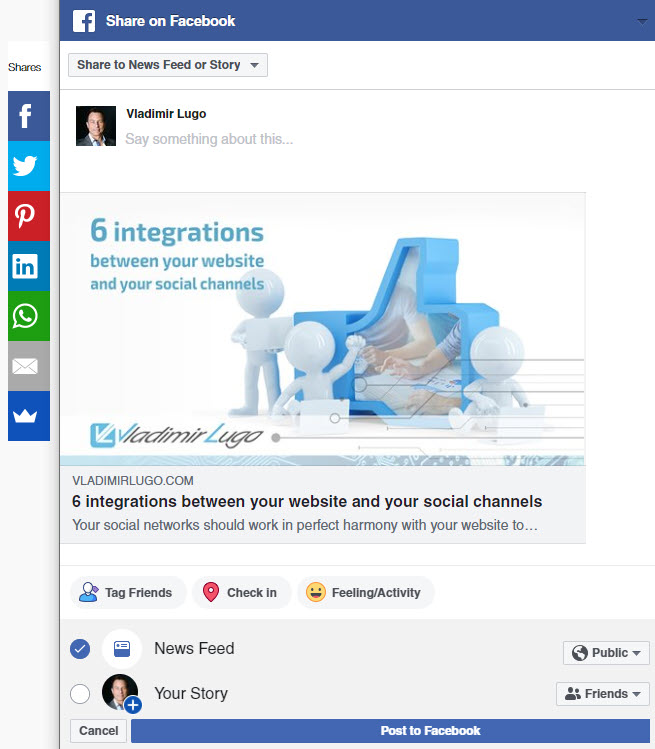 Vladimir Lugo: 6 integrations between your website and your social channels: Share post on Facebook with Sumo